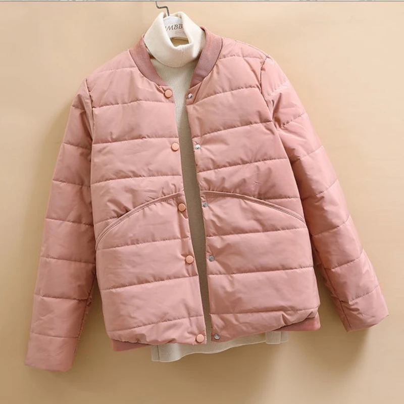 

Women Parka Thin Coat 2022 Spring and Autumn Lightweight Cotton Jacket Jersey Trendy Loose Short Stand Collar Baseball Uniform