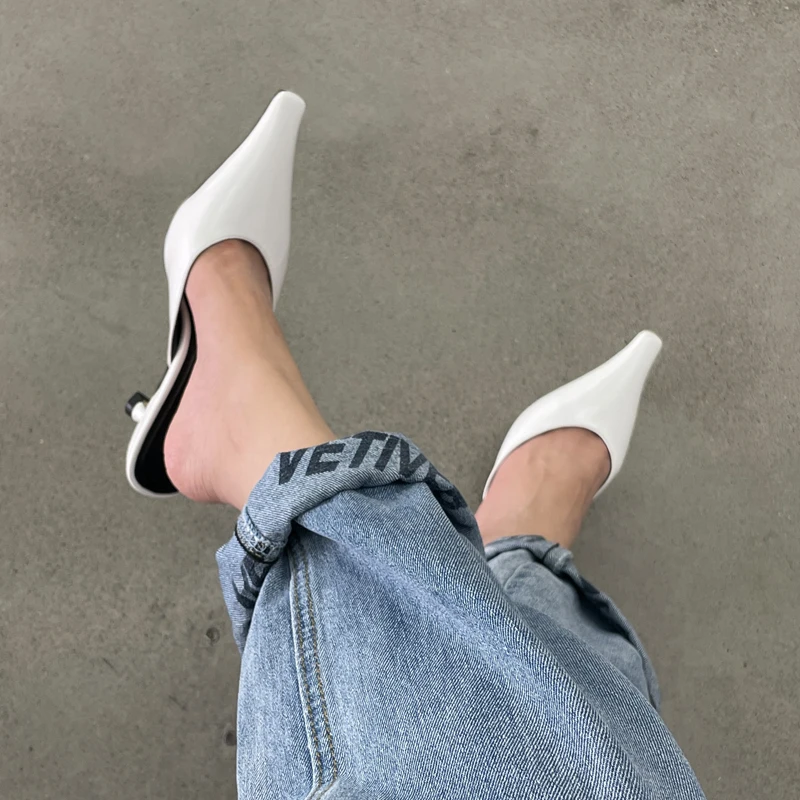 

2021 Women Slippers Fashion Thin High Heel Sandals Slippers Shoes Woman Slip On Mules Heel Slides Female Elegant Spring Shoes
