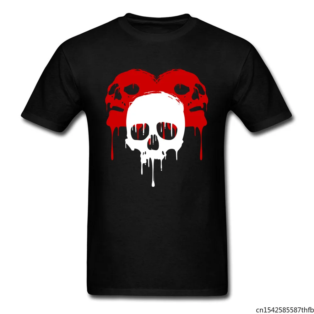 

Awesome T Shirts Men Three Skulls Red White Tshirt Streetwear Hot Sale New Trends Fashion Casual Tops