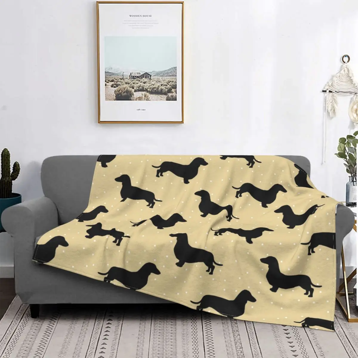 

Dachshund Cream Blanket Dog Pet Puppy Animal Plush Thick UltraSoft Flannel Fleece Throw Blanket For Sofa Bedspread Quilt Bedroom