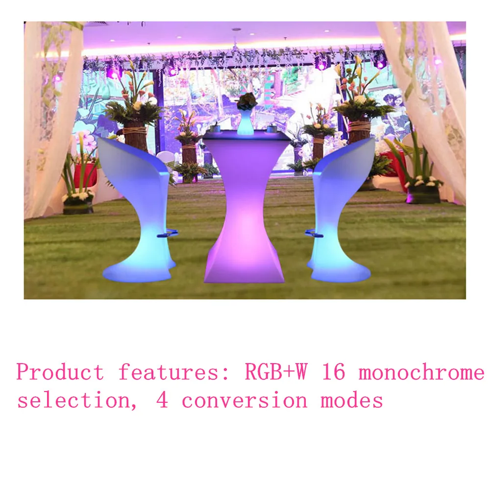 

New Rechargeable LED Luminous cocktail table IP54 waterproof Round glowing led bar table Outdoor Furniture for bar kTV disco