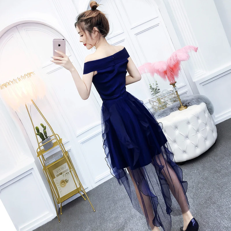 Женское Повседневное платье до колен голубое Привлекательное большого размера