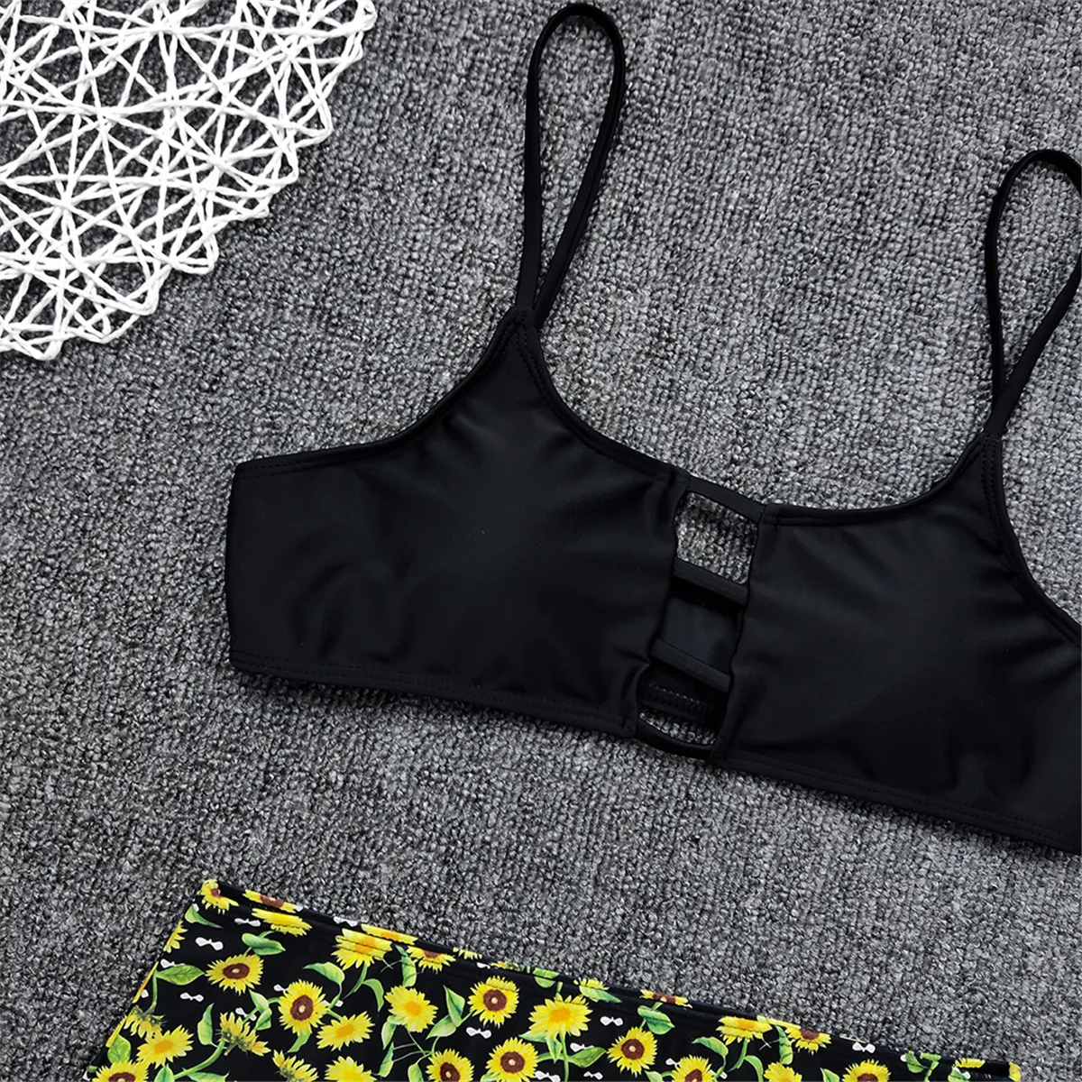 

Sexy Bikini High Cut Swimwear Women Ruffled Bandeau Bikinis Set Print Biquini Swim Bathing Suit Swimsuit Maillot