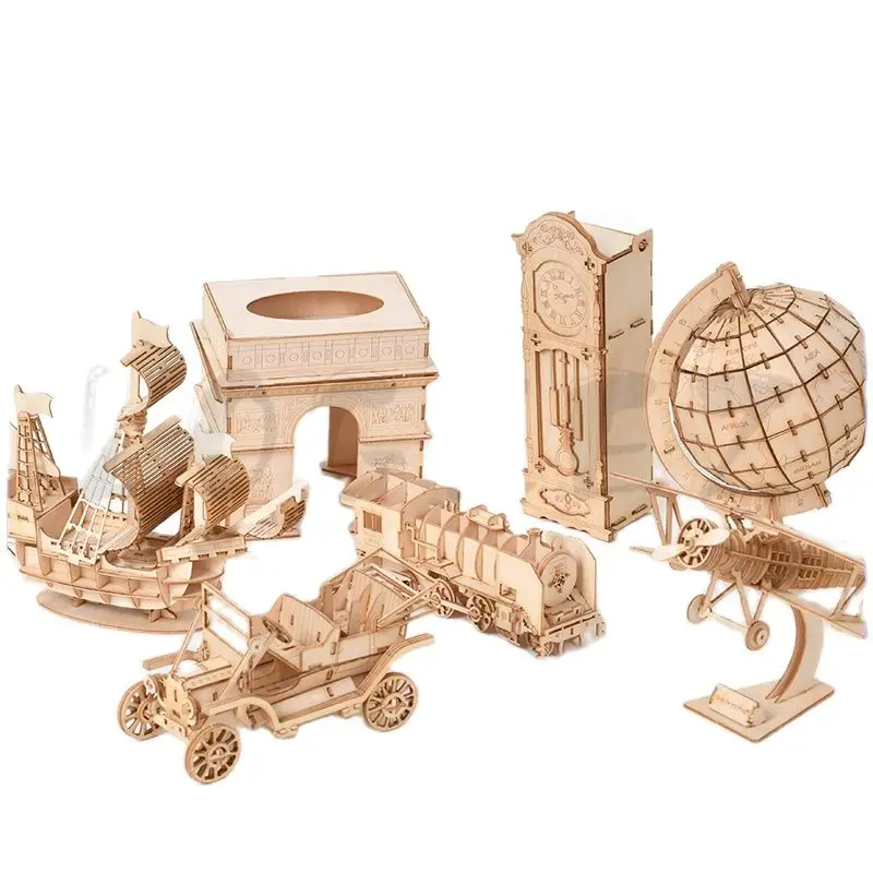 Самодельный самолет Дрон часы автомобиль игрушки 3D деревянная головоломка