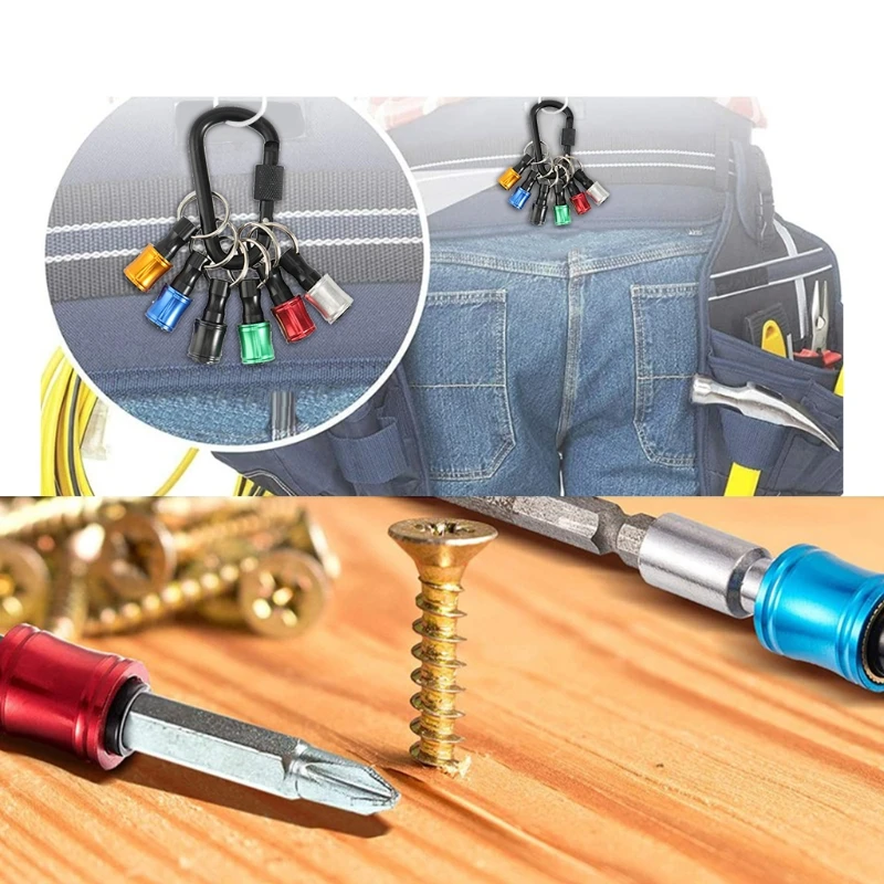

1/4inch Extension Bar Keychain Screwdriver Bits Holder Drill Screw Adapter Quick Release Keychain Easy Change Drill Bits Tools