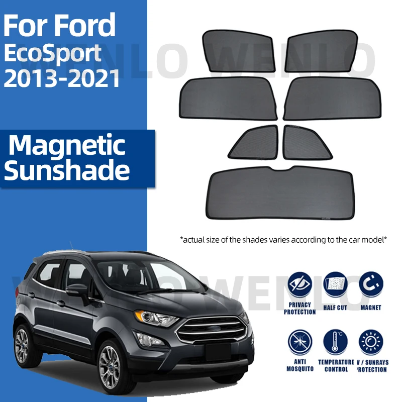 

For Ford EcoSport 2013-2021 Car Shading Sidescreen Solar Auto Protection Magnetic Curtain Sunscreen Mesh Frame Curtain Accessory