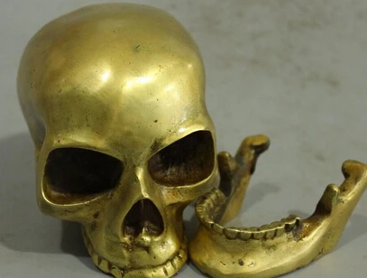 + Бесплатная доставка Китайская народная медная Бронзовая статуя с черепом