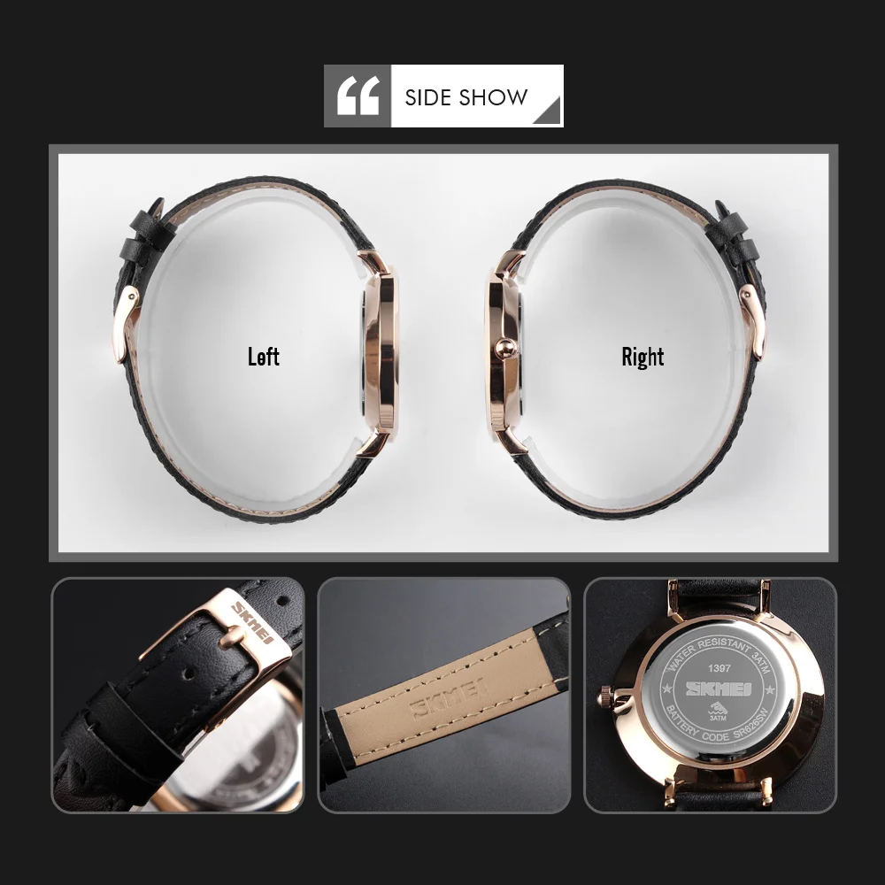 

SKMEI Fashion Watch For Women Casual Leather Strap Luxury Watches 3bar Waterproof Quartz Wristwatches Ladies Relogio Feminino