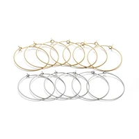 20 50pcs goldsilver stainless steel fashion big circle wire hoops loop earrings for diy dangle earring jewelry making findings