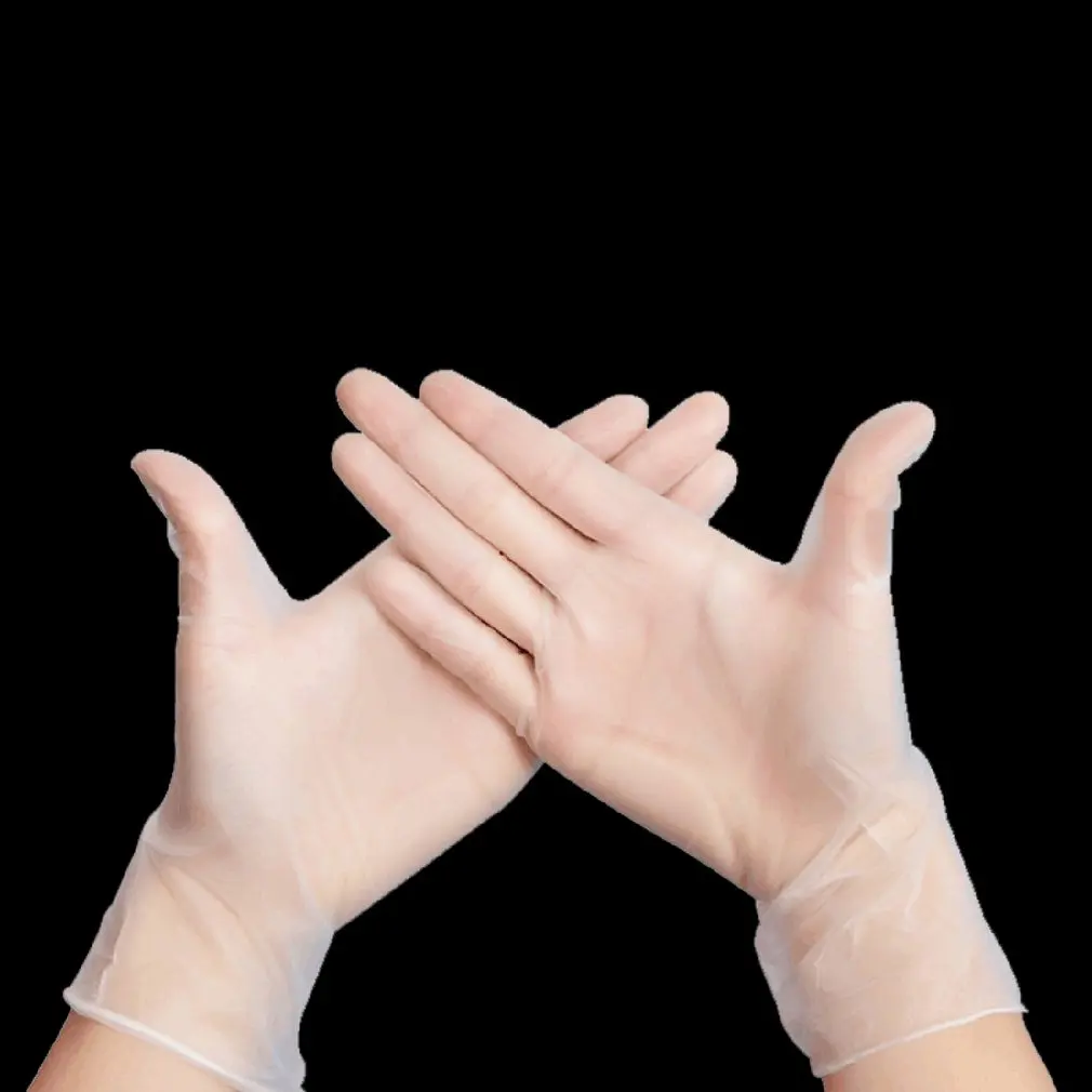 

Disposable 9 inch PVC transparent gloves anti-puncture ability Tapered cuffs anti-bacterial penetration 100 pcs