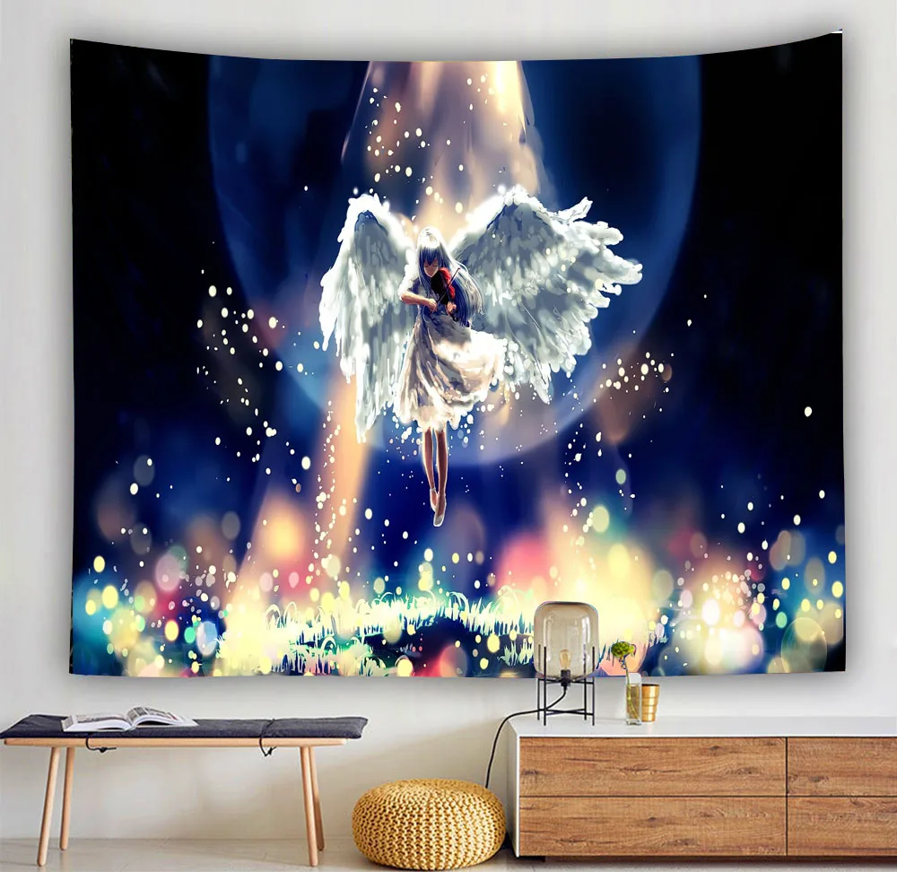 

Anime game character angel tapestry male and female dormitory bedroom background wall can be customized style pattern delivery f