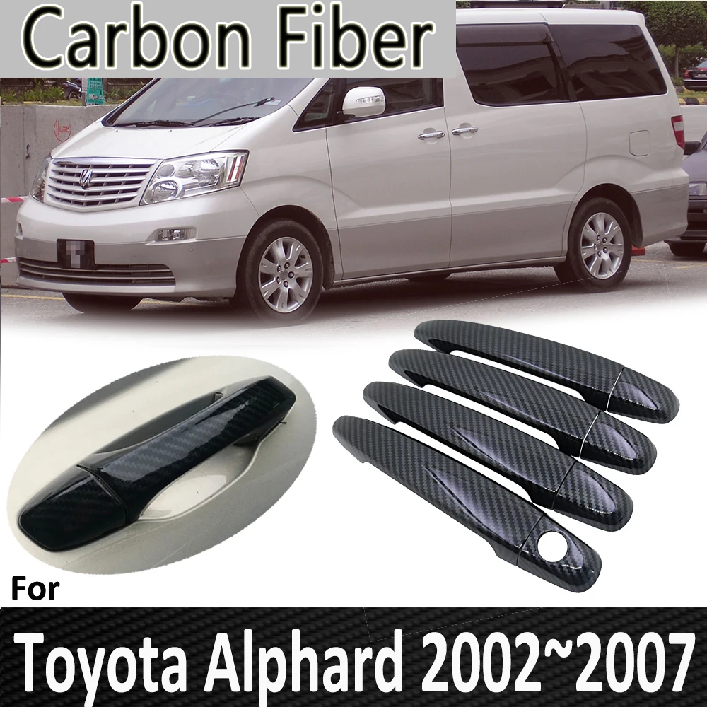 Черное углеродное волокно для Toyota Alphard AH10 2002 ~ 2007 2003 2004 2005 2006 крышка дверной ручки