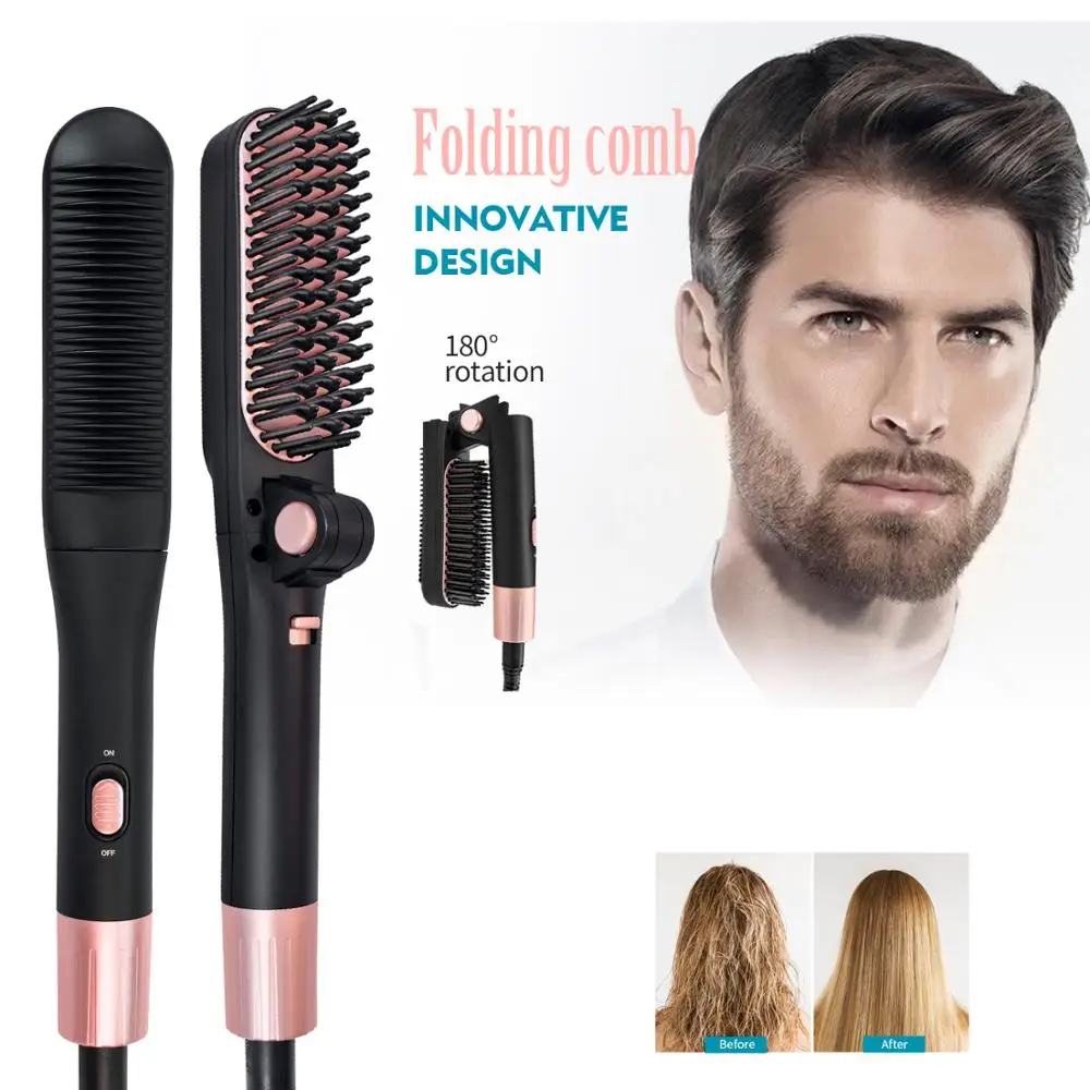 Складной выпрямитель для бороды расческа выпрямления волос щетка щипцы завивки