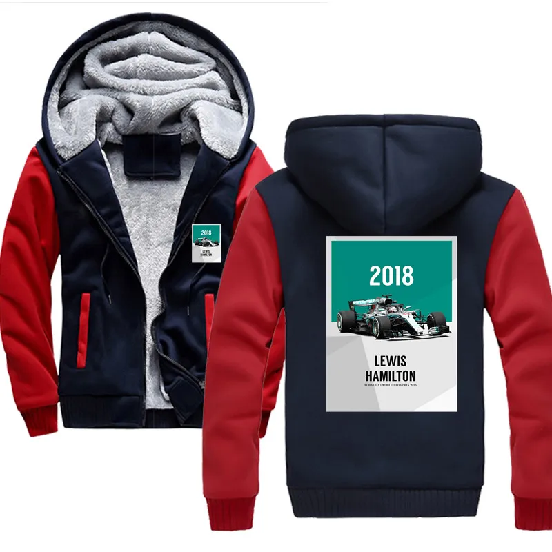 

Winter Autumn men Printed jackets Lewis Hamilton F1 World Champion 2018 Sweatshirt thicken Warm Casual Style male Hoodies coats