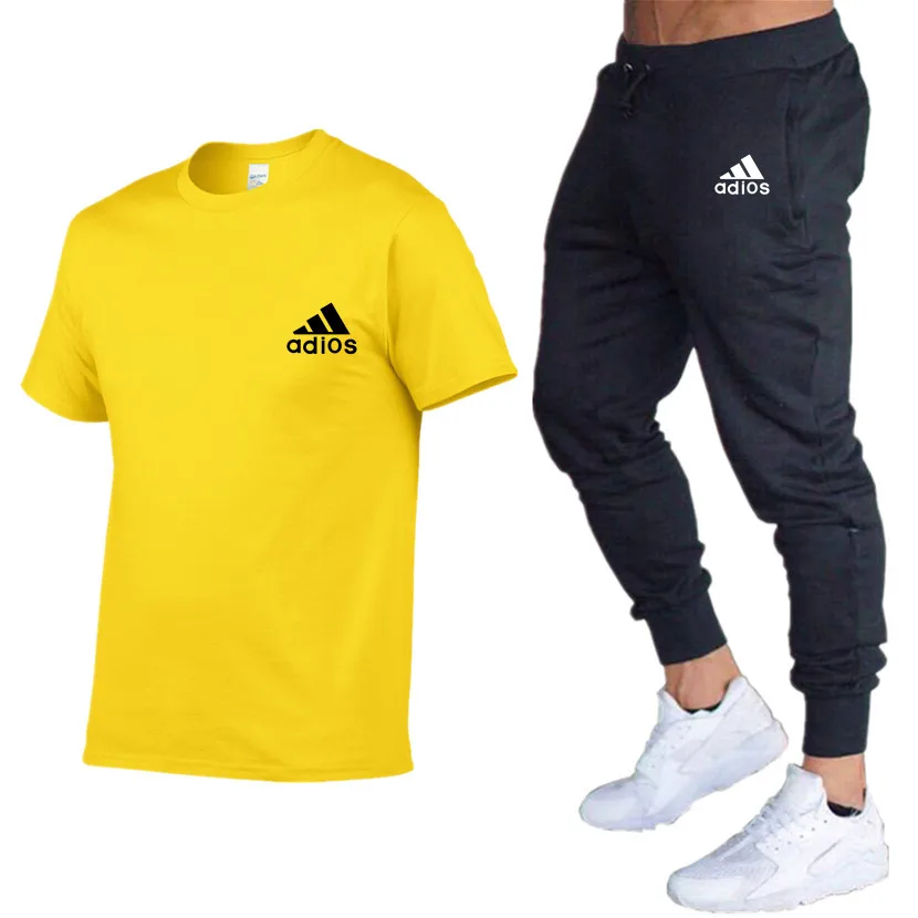 

Men's Casual Tracksuit Summer Clothes Sportswear Two Piece Set T Shirt Brand Track Clothing Male Sweatsuit Sports Suits S-XXL