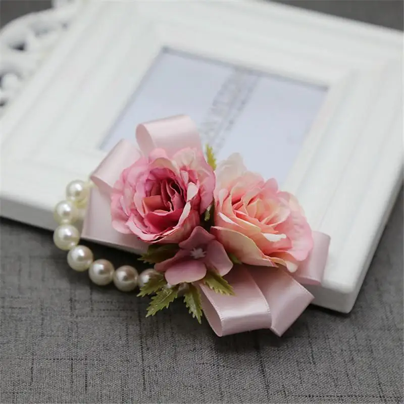 1 шт. Невеста и жених искусственная брошь жемчуг лента с розами цветок на запястье