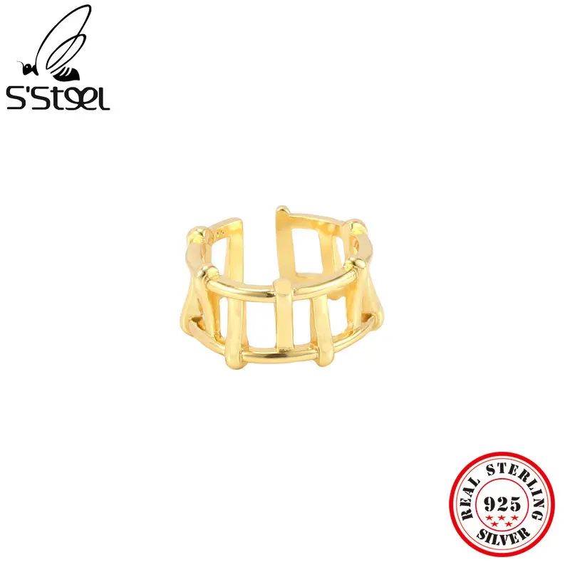 

Женские полые кольца из стали S'STEEL, серебряные минималистичные золотые винтажные кольца, дизайнерские Изящные ювелирные украшения Anillo Plata De...
