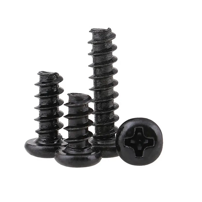 

1000 шт. M1.4 M1.7 M2 M3 PB полукруглой потайной головкой черная электронная микро шурупы Phillips самонарезающие телефон компьютер винт SS13