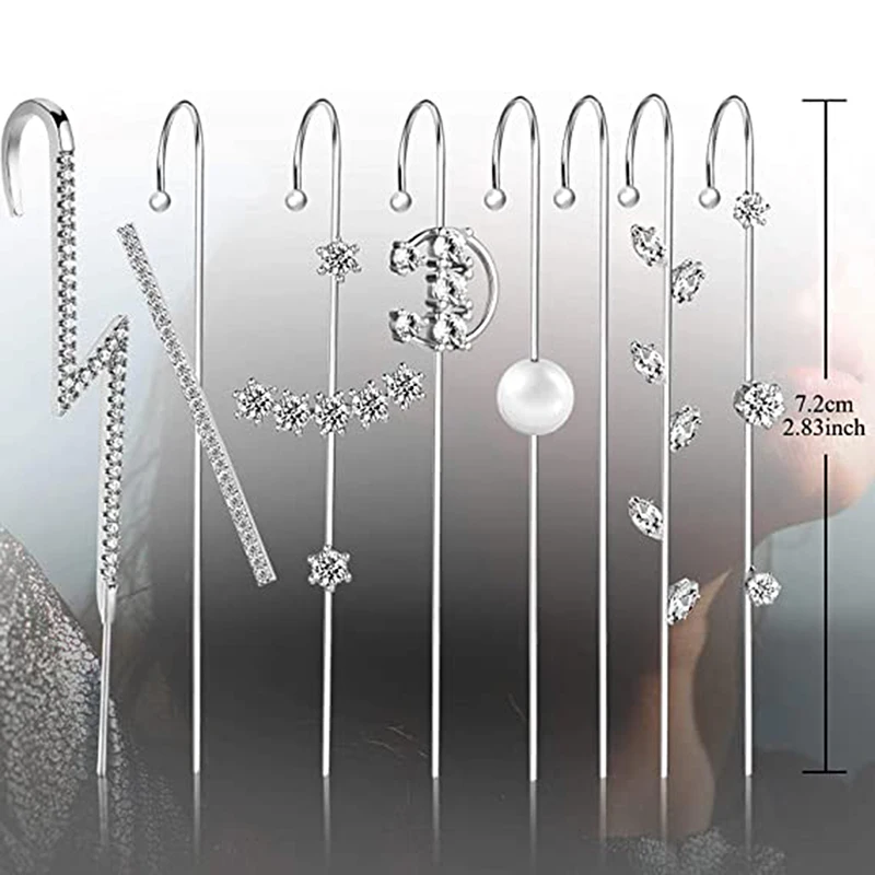 

8 шт., женские серьги-клипсы с заушным крючком