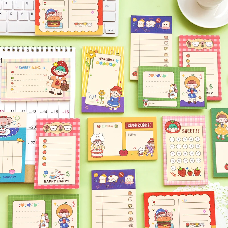 

50sheets/pack Kawaii color Sticky Notes Simplicity Memo Pad Bookmarks Cute Scheduler Paper Stickers Office Stationery