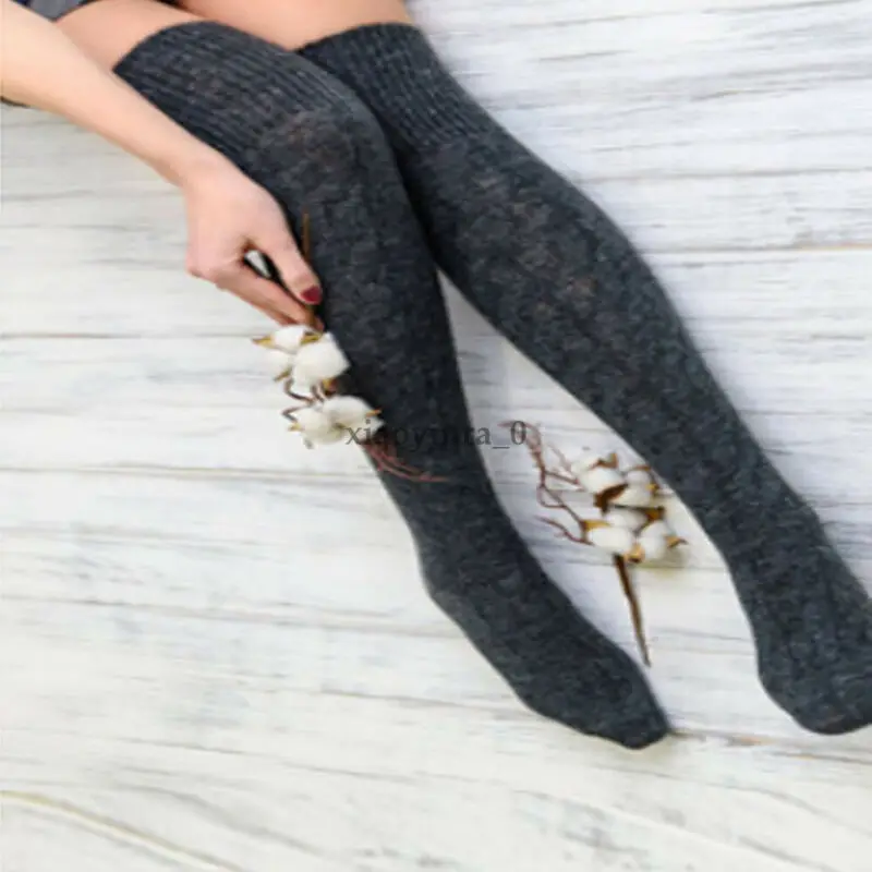 Новое поступление 2019 зимние женские вязаные однотонные очень длинные сапоги