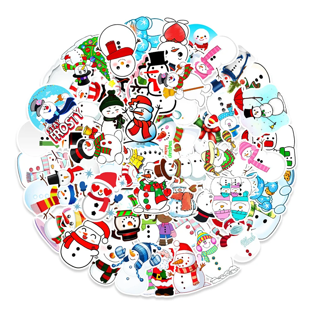 

10/30/50PCS Christmas Snowman Graffiti Sticker Car Trunk Helmet Balancing Car Decoration Sticker Wholesale