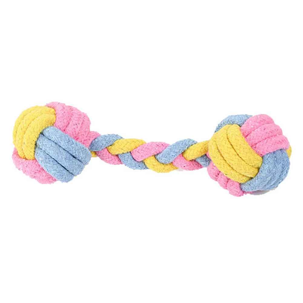 Собака Щенок двойной узел из хлопчатобумажной веревки жевать Плетеный Кость для