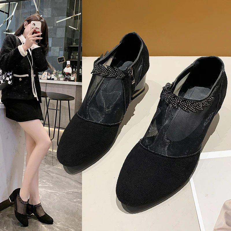 

Summer Mesh Peep Toe Sandals Sexy Heels Single Shoes Lace Pumps Woman High Heel Fashion Women Shoes Platform Ladies 2021 Zapatos