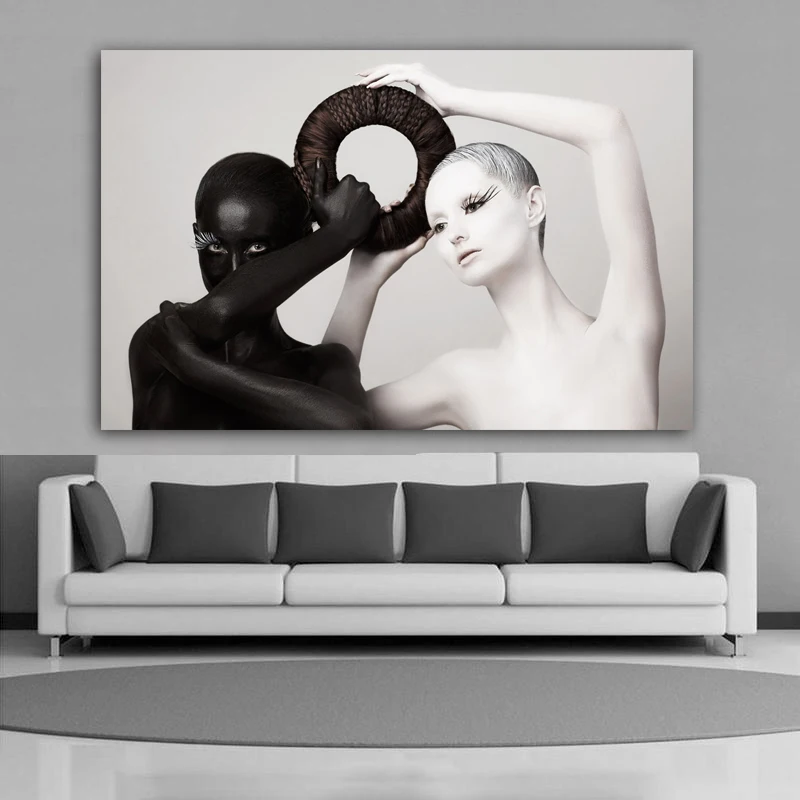 Лидер продаж черно белый женский постер Картина на холсте Современное украшение
