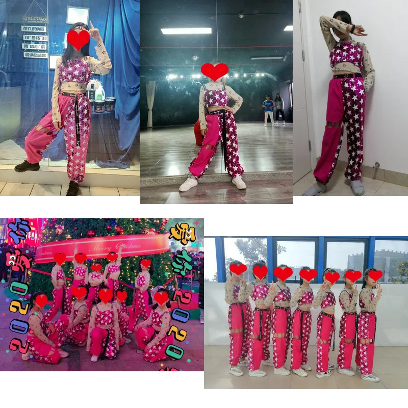 

Hip Hop Costumes Child Jazz Star Sequin Set Girls Street Dancing Clothes Modern Dancer Outfit Kids Stage Performance Wear DN4339
