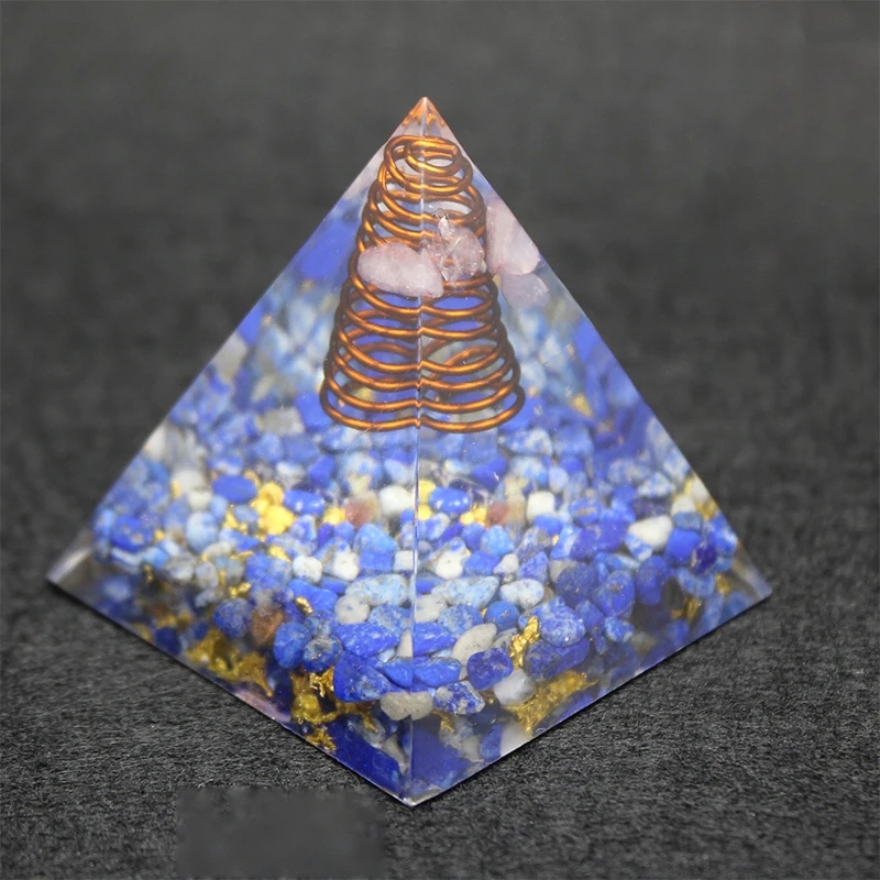 

Orgonite Pyramid Orgone Healing Energy Natural Crystal Lapis Lazuli Lazurite Celestite Stones Quartz Jewelry 7 Reiki Chakra Gift