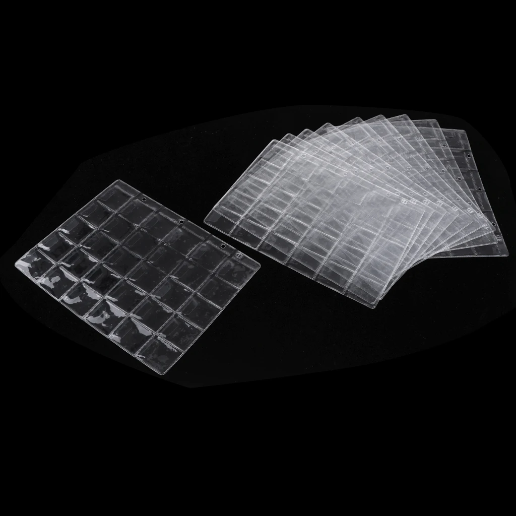 

10 Sheet Coin Pocket Page Protectors Clear Plastic Sleeves with 300 Coin Pockets
