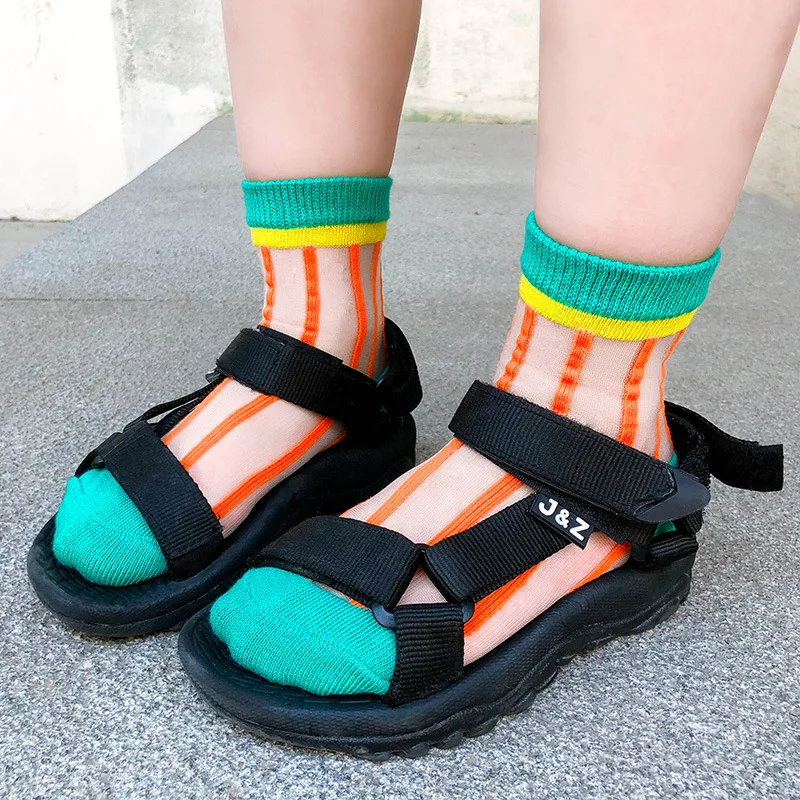 Модные детские носки в полоску Яркие летние унисекс для маленьких мальчиков и
