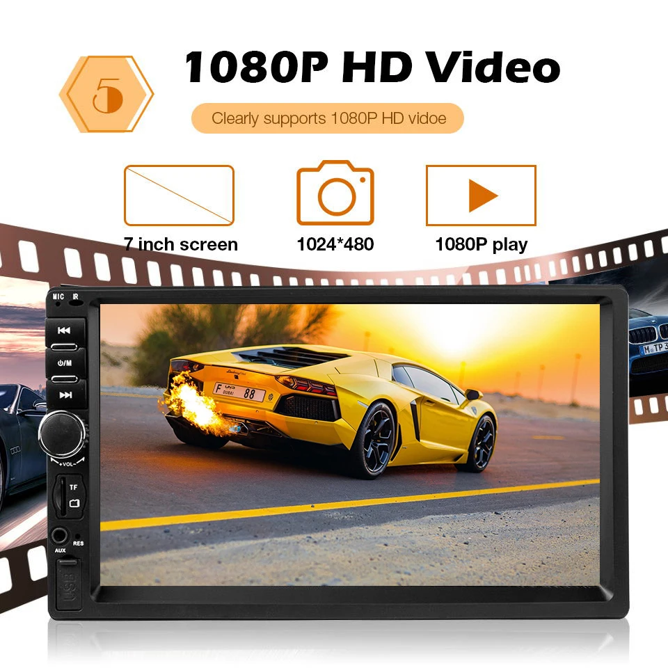 2 Din Автомобильная Радио 7 &quotHD Сенсорное Зеркало Ссылка мультимедийный плеер MP5