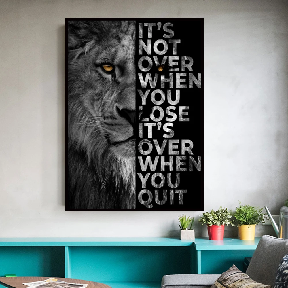 Дикого льва буквы вдохновляющие художественная работа с цитатами печати