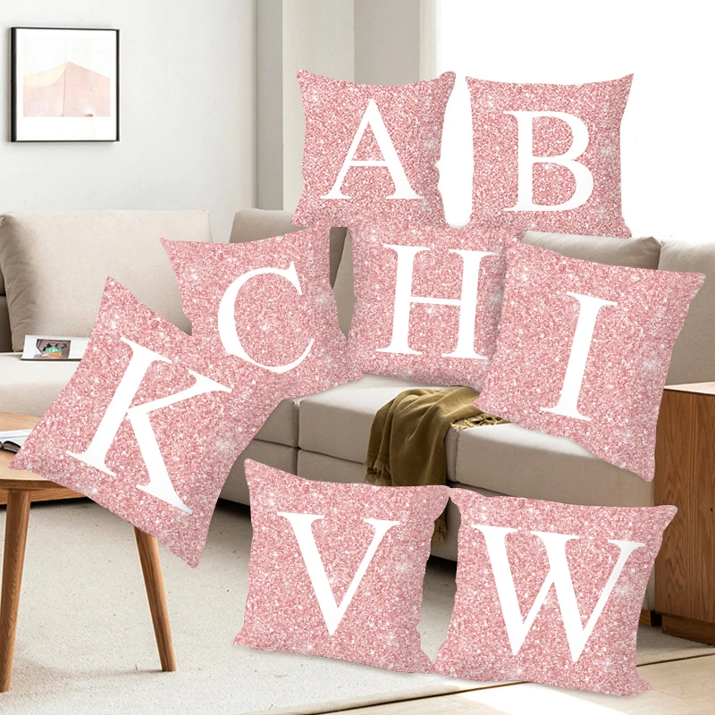

Pink Printing Pillows Decor Home Decorative Pillows Car Sofa Cushion Cover Bed Pillowcase Letter Pillow Cover Decorative 45*45cm