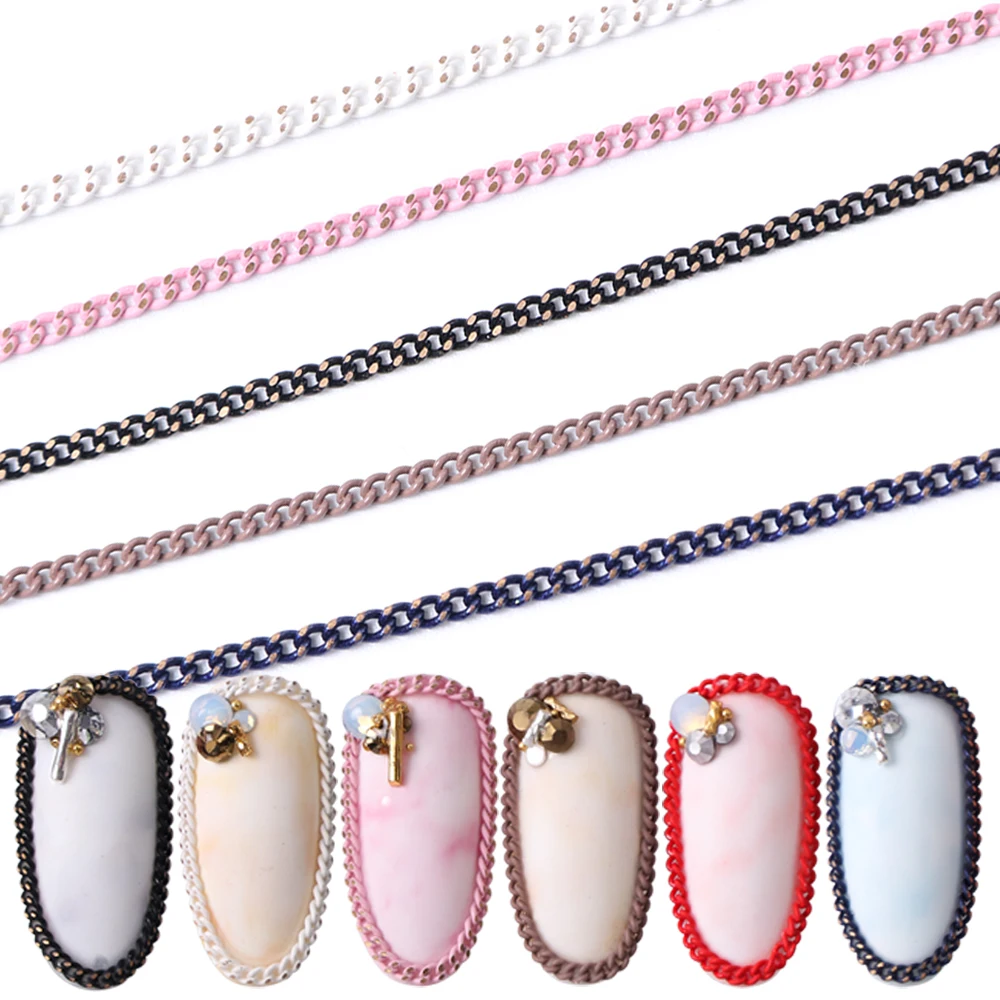 6 сеток/упаковка 3D металлическая цепочка украшения для дизайна ногтей цветные