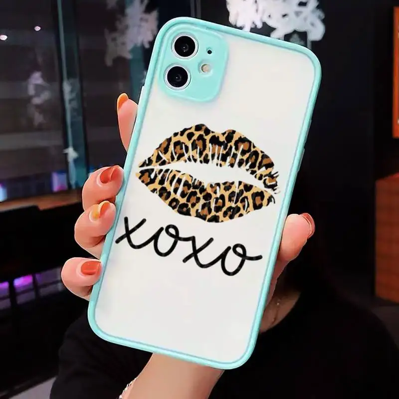 

LOVE Leopard Phone Cases Matte For iPhone 12 Mini 11 Pro XR XS Max 7 8 Plus X Hard PC Back Cover