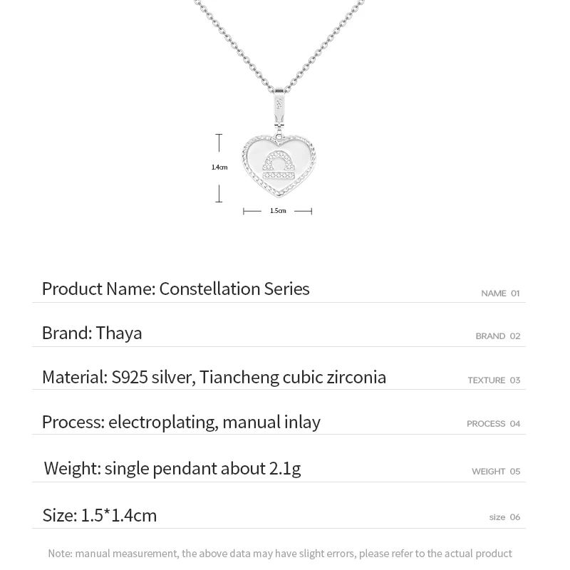 

Thaya New Aquarius S925 Sterling Silver Fashion Star Sign Pendants Charms For Women Necklace DIY Twelve Constellations Gift