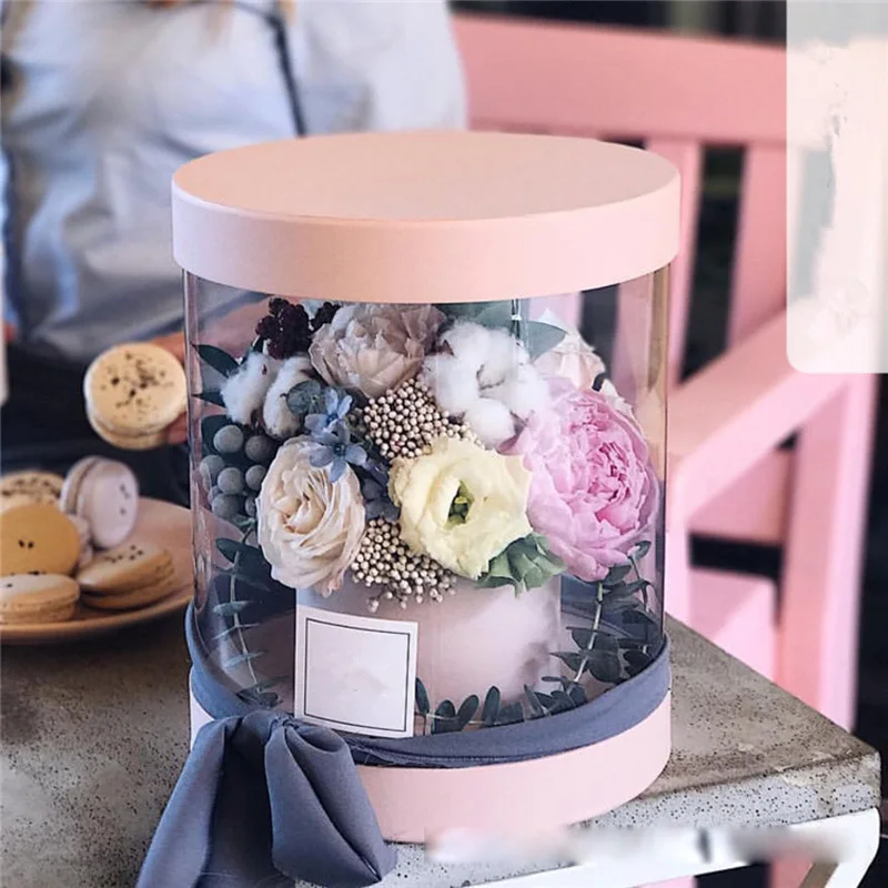 New Box Gift box PVC window round folding flower gift Round party wedding decoration 2pcs11$off | Дом и сад