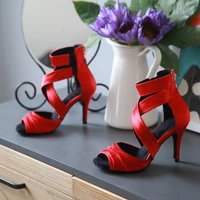 evkoodance women ballroom latin dance boots ladys black salsa latin dancing shoes zip social danc sandals8 8 5cm heeled shoes
