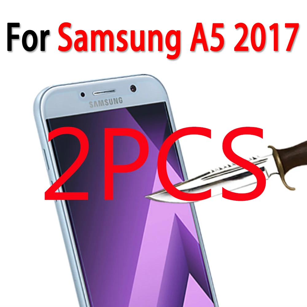 

2PCS For Samsung Galaxy A5 2017 Tempered glass Screen Protector Cover On For Samsung Galaxy A 5 2017 A520 A5200 A520F Film Case