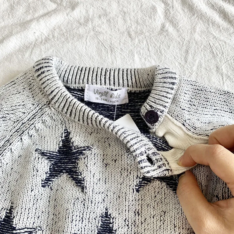 

New 2020 Baby Kids Boys Long Sleeve Knit Star Sweater Autumn Winter Baby Kids Boys Thicken Pullover Sweaters Children's Clothes