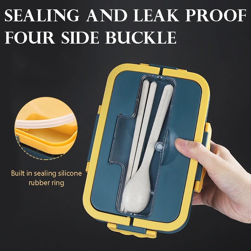 Ланч бокс Bento герметичный с отсеком портативный контейнер для еды из пшеничной