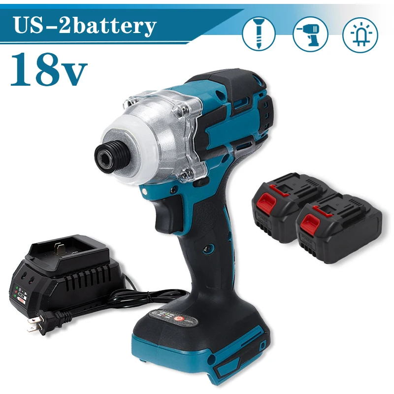 18V 520 N.m Cordless Electric Screwdriver Speed Brushless Impact Wrench Rechargable Drill Driver LED Light With Makita Battery |