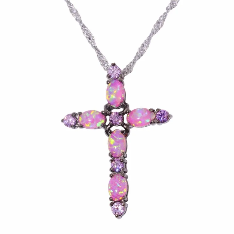 Женское ожерелье с подвеской-крестом Opals фиолетовым цирконием Ожерелье-чокер