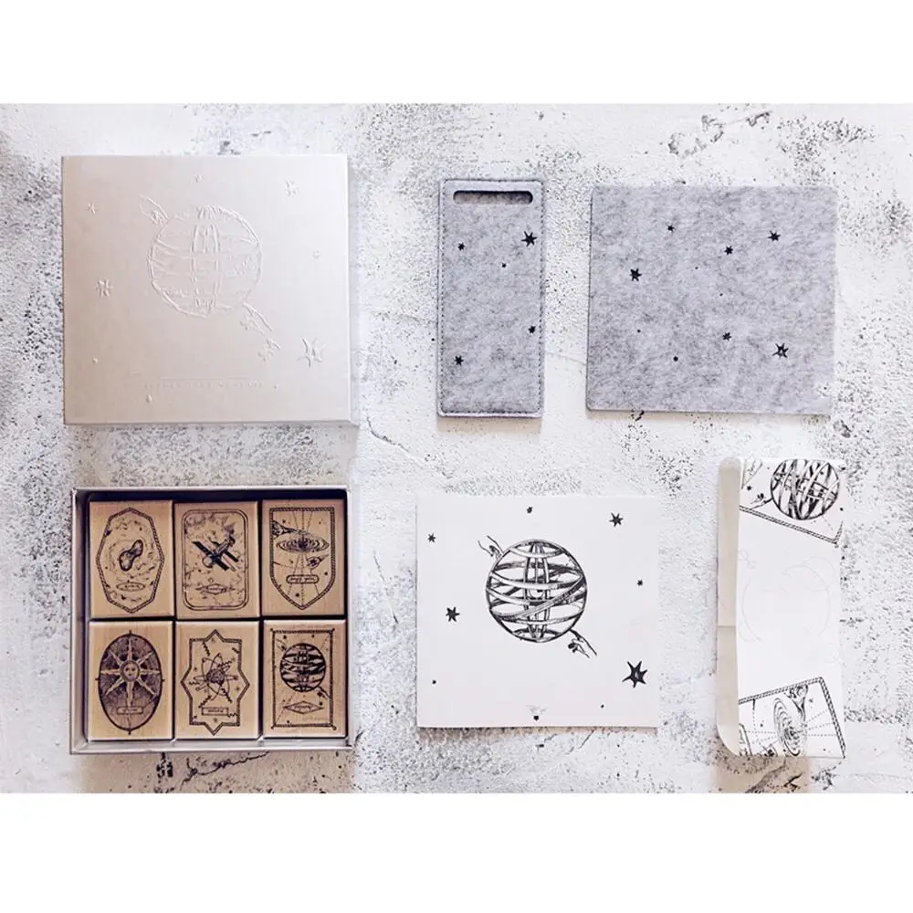 

Limit Edition Vintage Wooden Rubber Stamp Set for DIY Scrapbooking Photo Album Junk Journal Kit Card Making