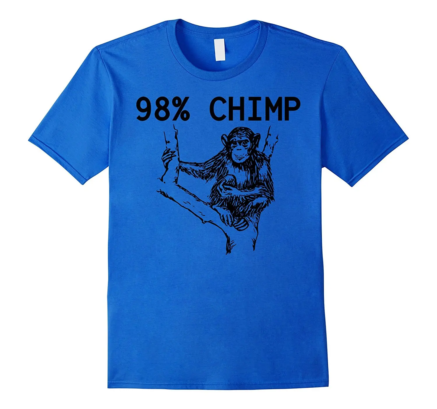 

98% Chimp Evolution Science Monkey T-Shirt Round Neck Best Selling Male Natural Cotton Shirt TOP TEE Short Sleeve Brand