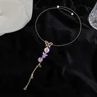 Ожерелье с фиолетовыми бабочками Xiaoman, ожерелье до ключиц на талии, регулируемое колье с холодным ветром для девушек