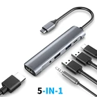 2021 новый 5 в 1 USB-C концентратор Тип C до 4K HDMI-адаптер 3,5 мм аудио разъем кабель-Переходник USB C на USB 3,0 60 Вт Тип-c PD док-станция для Macbook